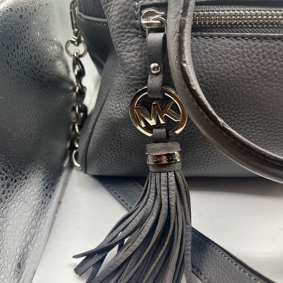 Michael Kors Knox - Black Pebbled Leather Satchel Shoulder Bag - Picture 2 of 13